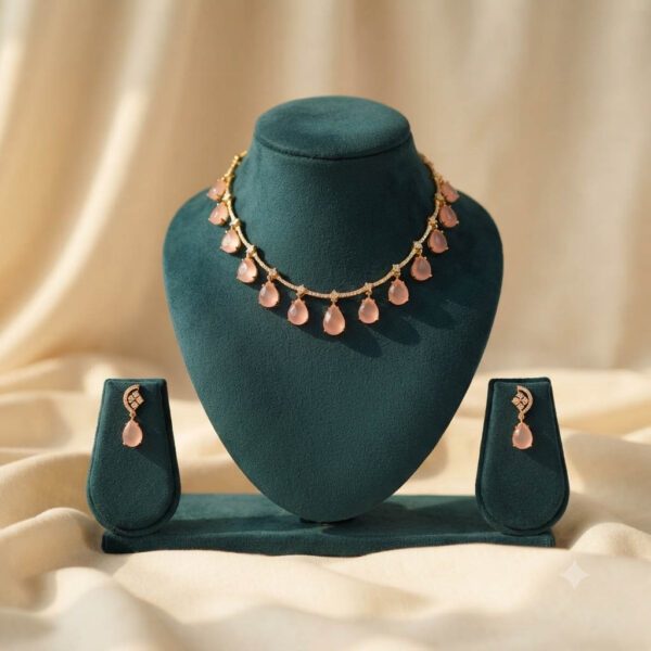 American Diamond Pink Stone Necklace
