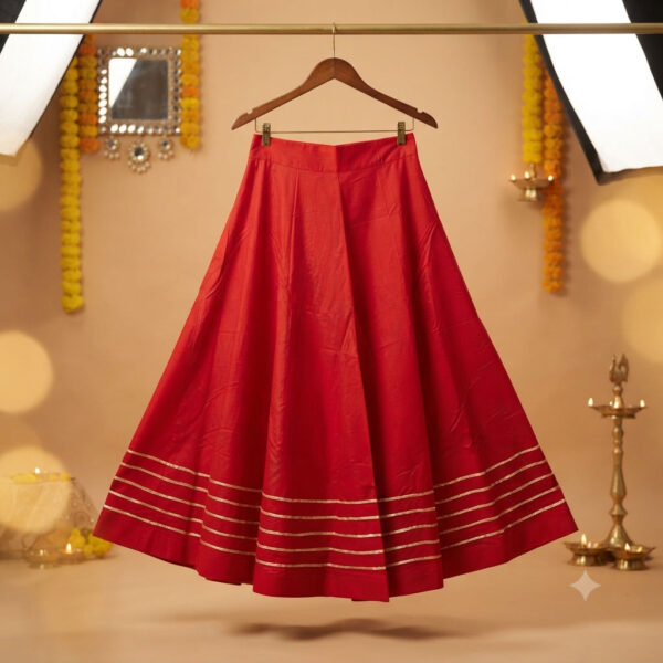 Cotton Skirt Free Size - Red