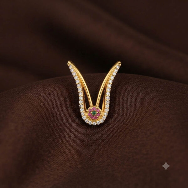 Gold Plated Adjustable Pink Flower Finger Ring