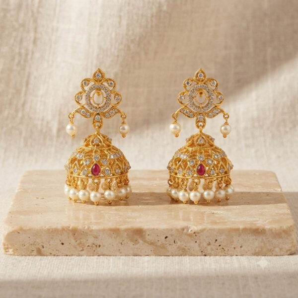 Gold Plated Pearl Antique Jhumka