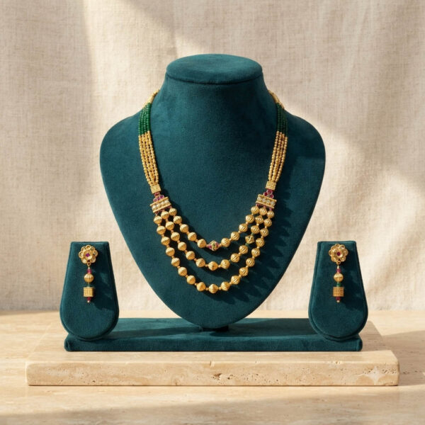 Gold Plated Pink And Green Crystal Necklace