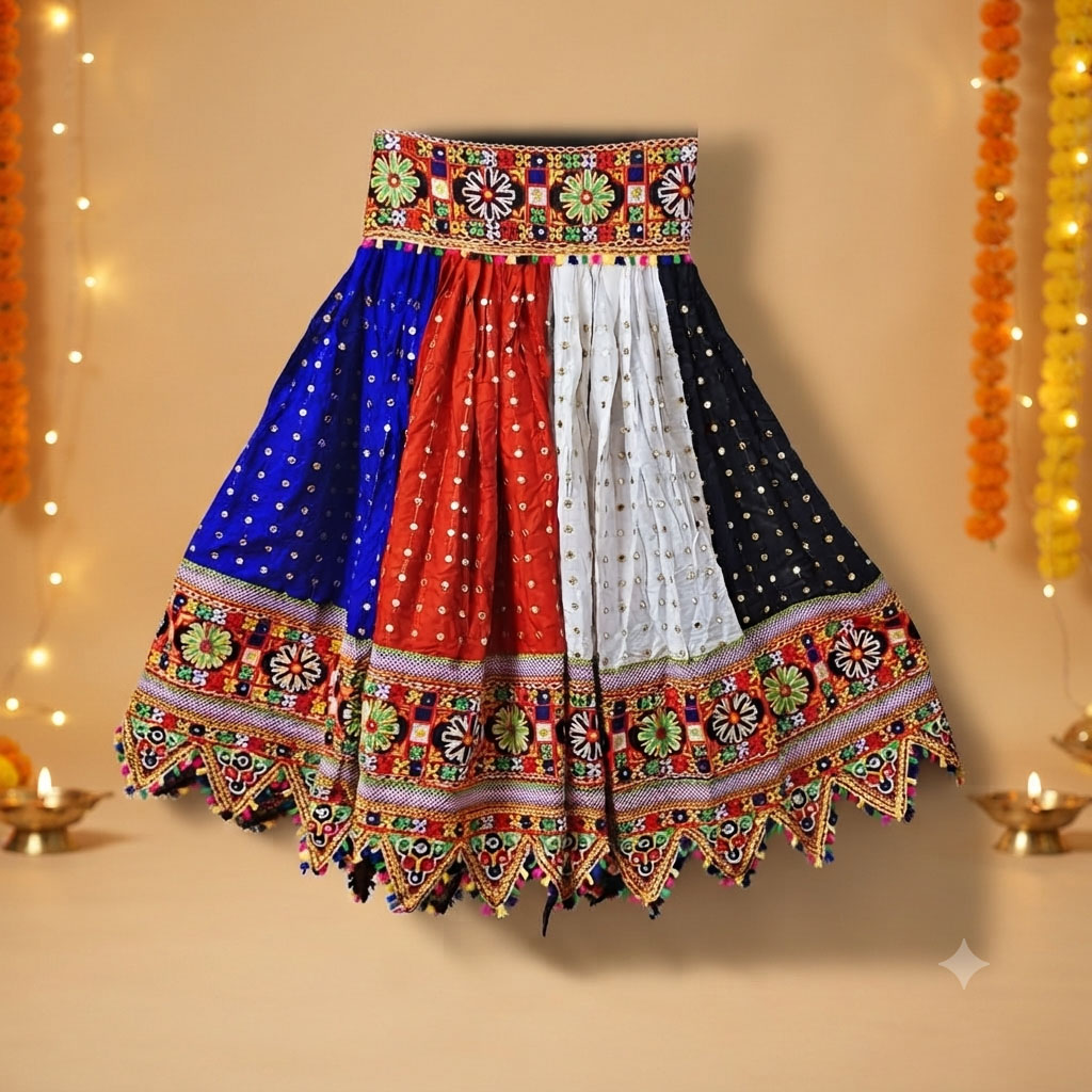 Navaratri Traditional Multicolor Ghagra With Choli And Dupatta - view 2
