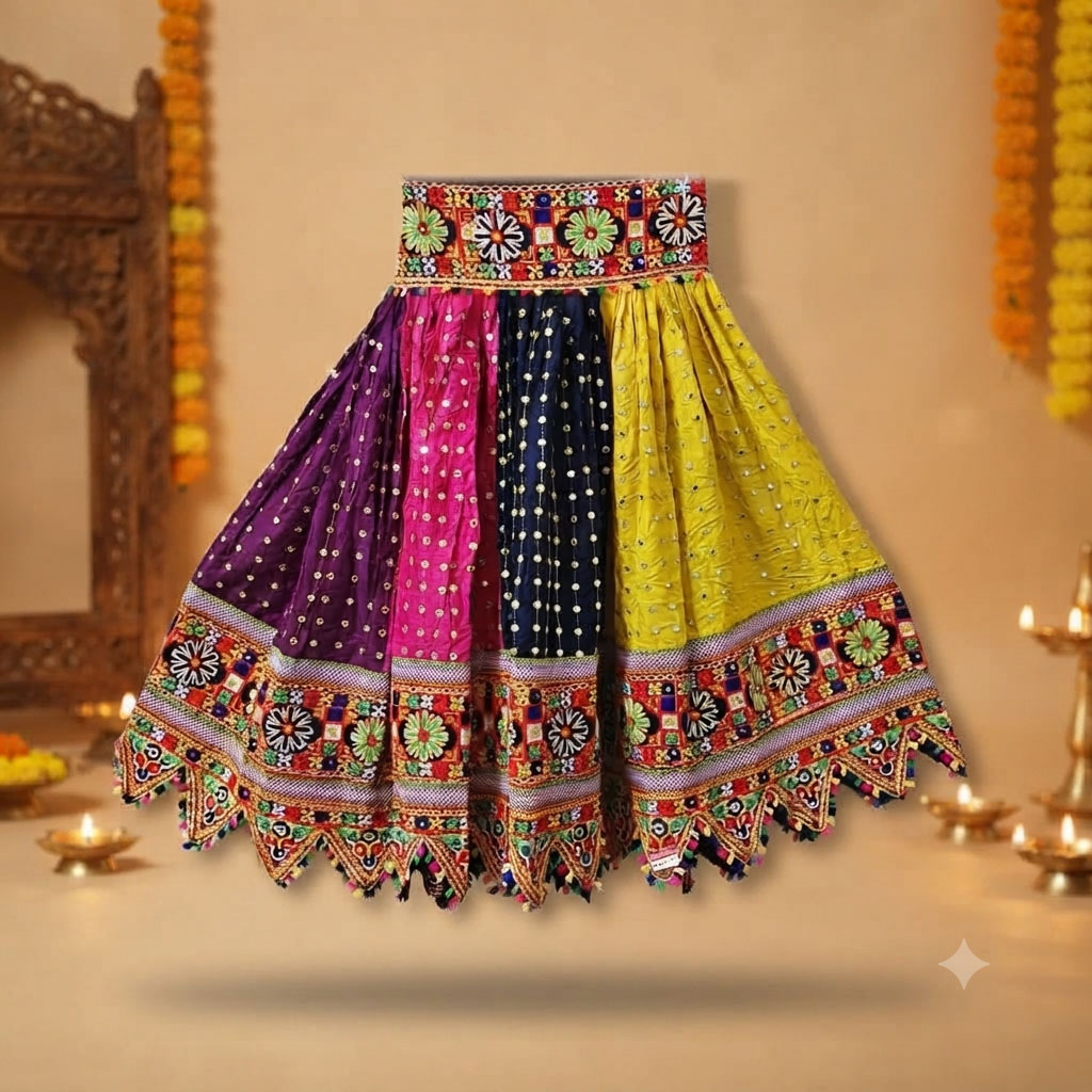 Navaratri Traditional Multicolor Ghagra With Choli And Dupatta