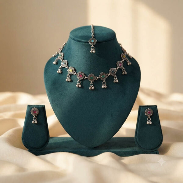 Oxidized Multicolor Delicate Necklace