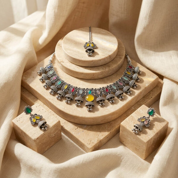 Oxidized Multicolor Yellow Necklace