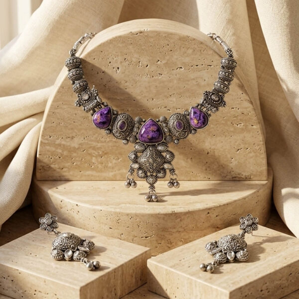 Oxidized Purple Choker Necklace