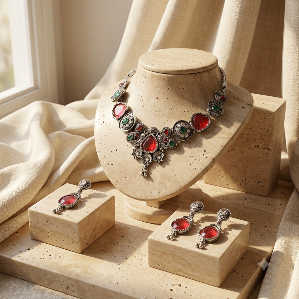 Oxidized Red Choker Necklace