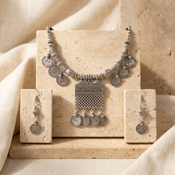 Oxidized SilverCoin Necklace