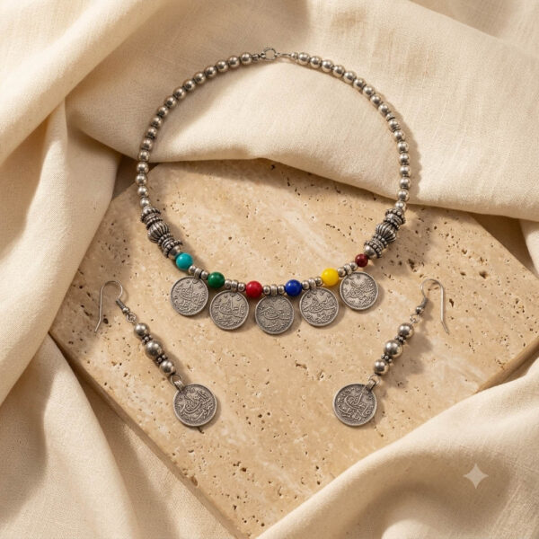 Oxidized Small Coins Necklace