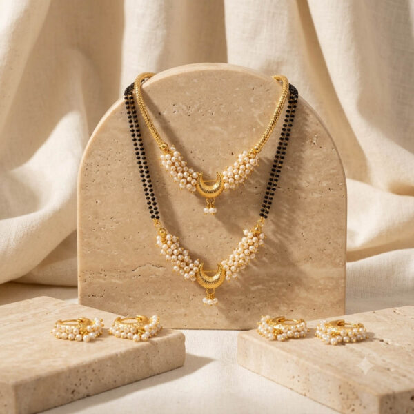 Pearl Chandrakor Necklace With Mangalsutra Pendant
