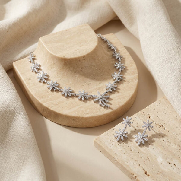 Silver Plated American Diamond Necklace