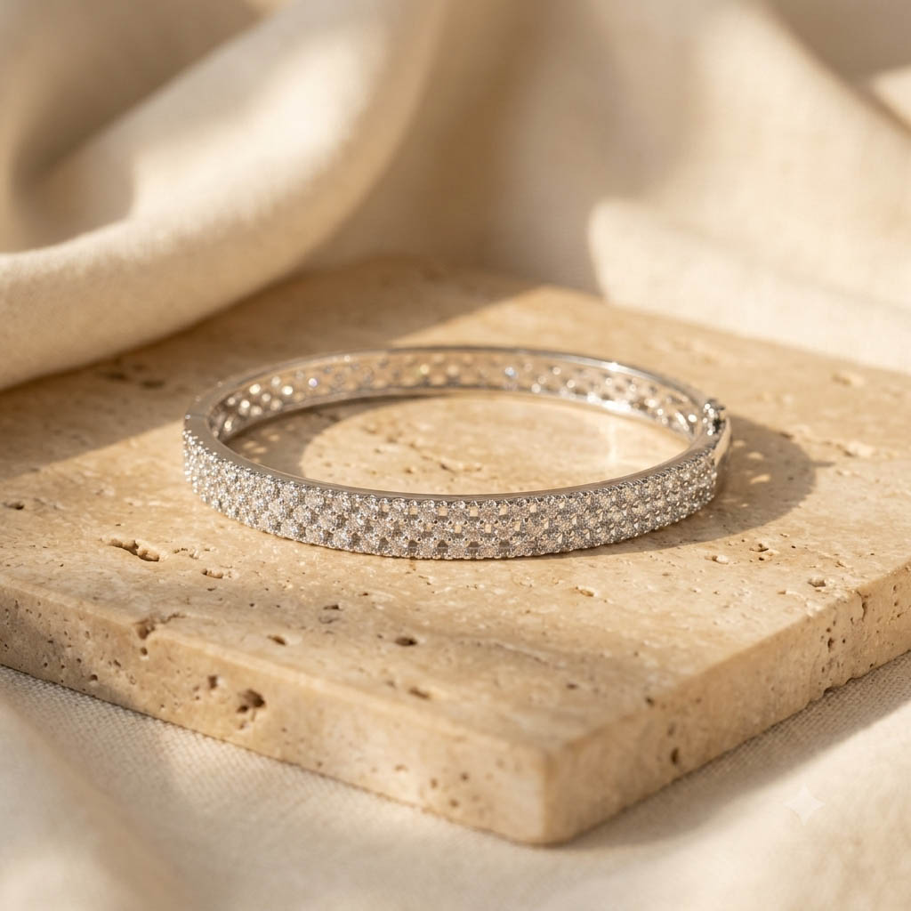 Silver Plated Full Diamond Kada